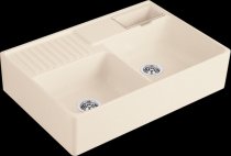 Beépíthető kerámia mosogató Villeroy & Boch Sink unit Double-bowl Ivory 632392FU