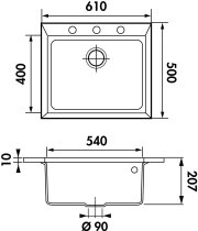 Beépíthető gránit mosogató LUISINA QUADRILLE EV985 022E Grismetal