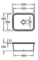 Beépíthető kerámia mosogató Villeroy & Boch Cisterna 60C Undercounter Stone 670602SL